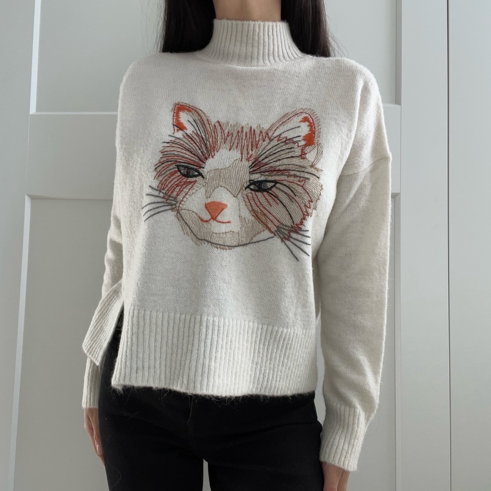 NWT Anthropologie kitty cat turtleneck sweater sz XS